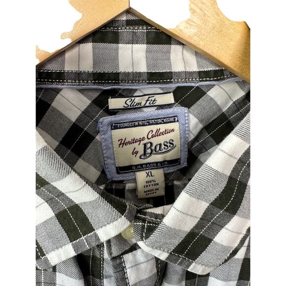 Heritage Collection by Bass Slim Fit Black Check Print Button-Up Shirt Men's XL - Picture 7 of 7